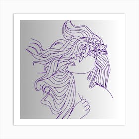 Woman With Flowers In Her Hair Art Print