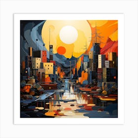 Sunset Cityscape Art Print