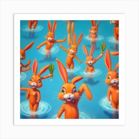 Rabbits In The Water 5 Art Print