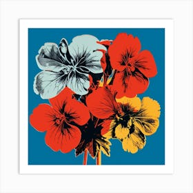 Andy Warhol Style Pop Art Flowers Geranium 4 Square Art Print