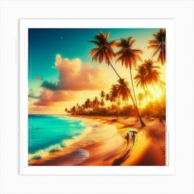 Sunset On The Beach Art Print