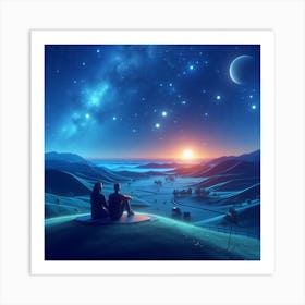 Couple Watching The Stars Art Print