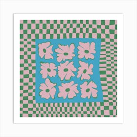 Pastel nature checkerboard Art Print