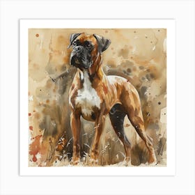 Bull Dog watercolour standng pride Art Print