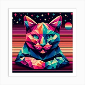 Whiskers Low Poly Cat Art Print