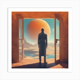 Man Standing In Front Of An Open Door Art Print