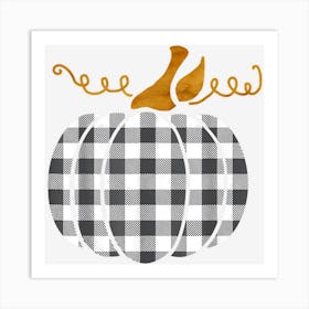 Black White Classic Buffalo Plaid Thanksgiving Pumpkin Cute Art Print