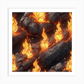 Fire On The Rocks Art Print