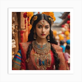 BB Borsa Woman In Traditional Indian Attire Art Print