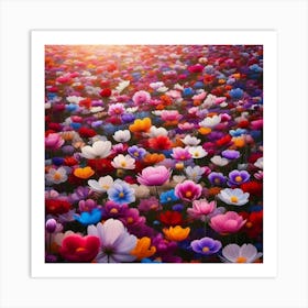 Colorful Flowers In The Field Art Print