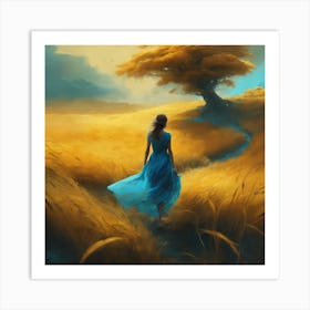 Serenity In Motion Ethereal Fields And Majestic Seascapes Photorealistic Art In Graceful Harmony (6) Art Print