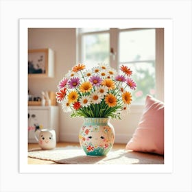 Daisies In A Vase 2 Art Print