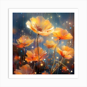 Poppies In The Rain Art Print