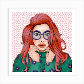 Girl With Glasses Art Print