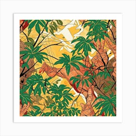 Jungle Cameo Cubism Style Art Print