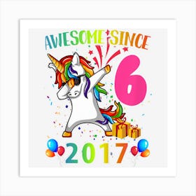 Kids 6 Years Old Gifts Unicorn Dabbing 6th Birthday Girlns Art Print