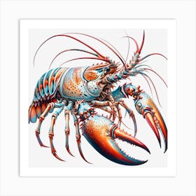 Lobster On Black Background Art Print
