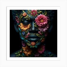 Flowers On The Face Art Print