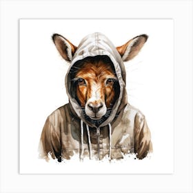 Watercolour Cartoon Donkey In A Hoodie 3 Art Print