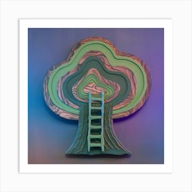 A Wall Art Of A Stylized Abstract Tree With A Ladd Brityicfrhclrm0r Eo2sq Ahnc8iintkakxz4jhb4ybw Art Print