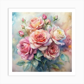 Watercolor Roses 16 Art Print