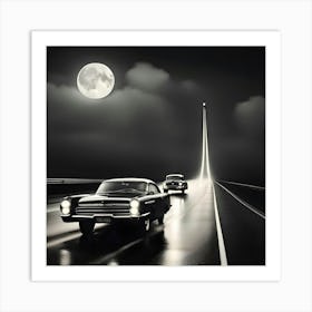 Car on Highway From Heaven Art Print