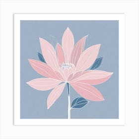 A White And Pink Flower In Minimalist Style Square Composition 393 Art Print