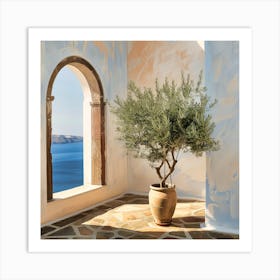 Olive Tree, Appreciating The View Of The Mediterranean (I) Art Print