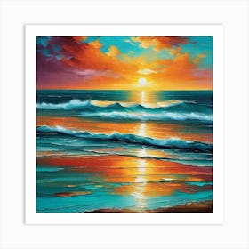 Sunset On The Beach 1068 Art Print