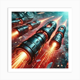 A Close Up Futuristic Sci Fi Depiction Of Plasma Missiles Art Print