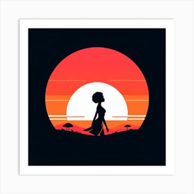 Silhouette Afro girl Art Print