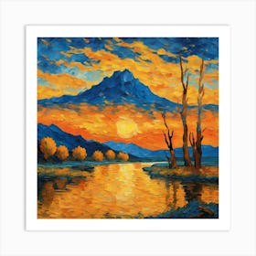 Sunset By The Lake Art Print