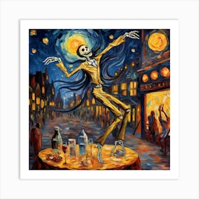 Skeleton At Night Art Print