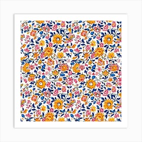 Aster Bloom London Fabrics Floral Pattern 2 Art Print