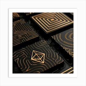 Black And Gold Geometric Pattern Art Print