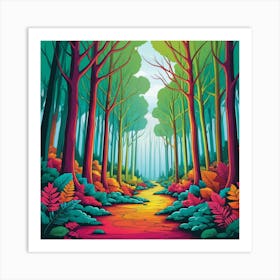 Colorful Forest Path Art Print