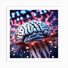 Brain On Circuit Board 9 Art Print