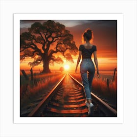 Walking Along An Old Railway Track Art Print