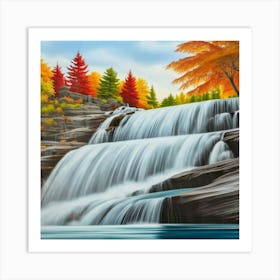 Waterfalls In Autumn Art Print