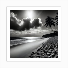 Black And White Beach 20 Art Print