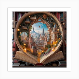 Magical Cities Seen Through Intricate Book Nook 15 Art Print