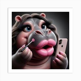 Hippo Makeup Art Print