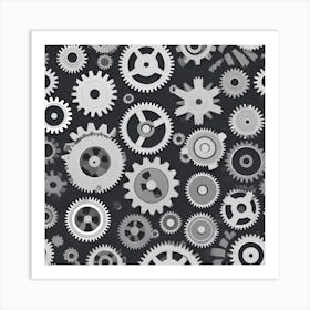 Gears On A Black Background 5 Art Print