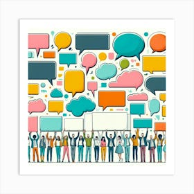 Group Of People With Speech Bubbles 1 Art Print