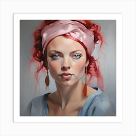 Portrait Of A Woman With Red Hair Art Print