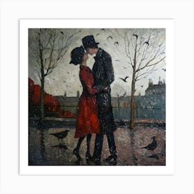 Autumn Romance in the Park Art Print