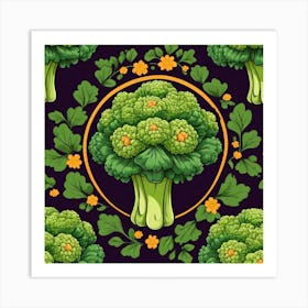 Seamless Pattern With Broccoli Art Print