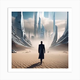 Man Walking Through A Desert 1 Art Print