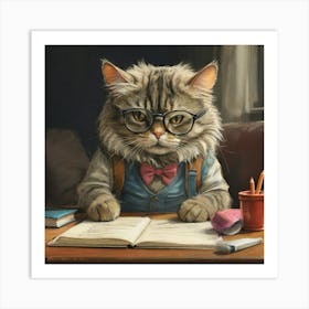 Cat In Glasses 6 Art Print