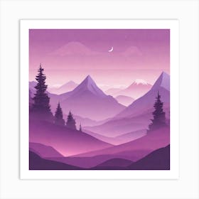 Misty mountains background in purple tone 93 Art Print